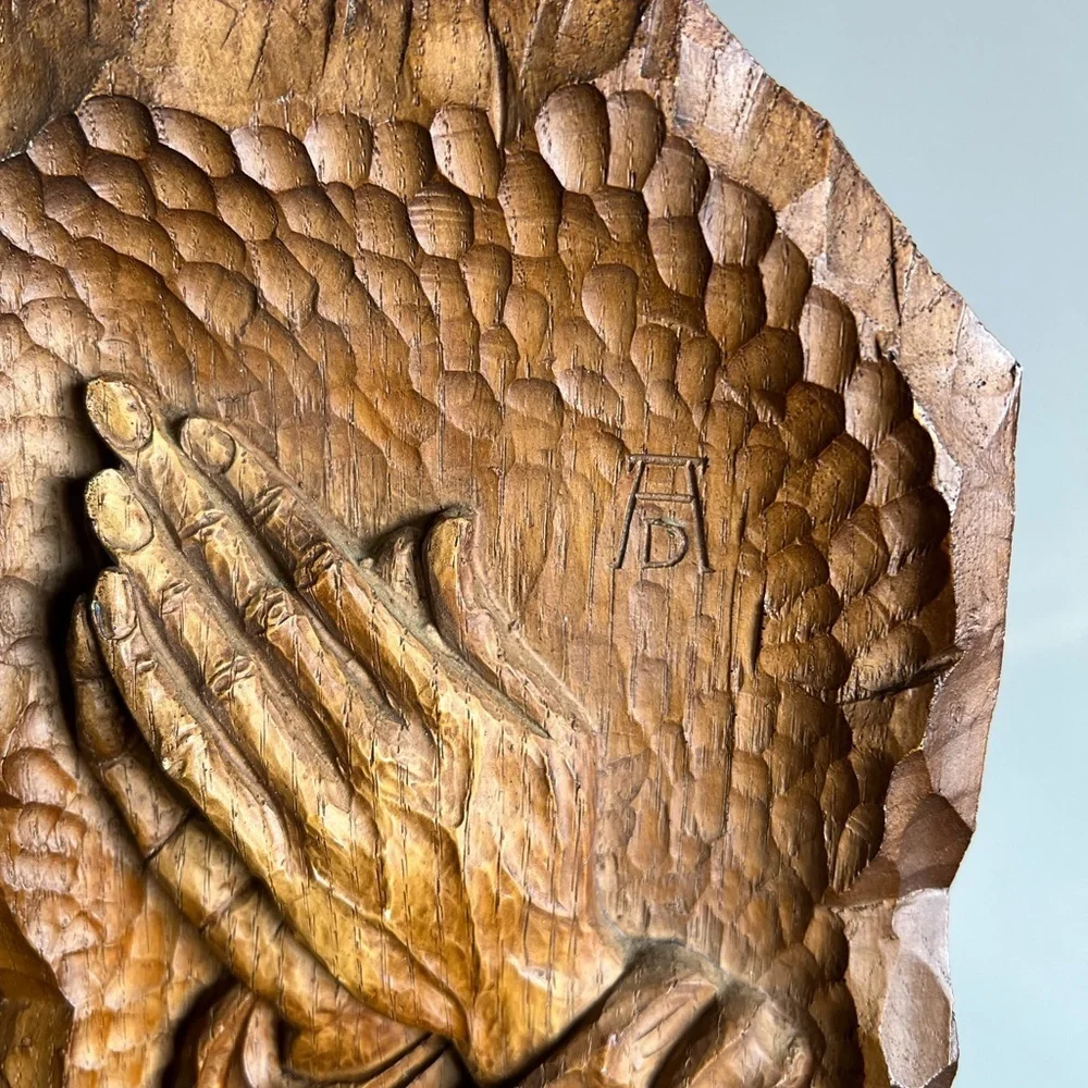 Vintage Albrecht Durer Praying Hands Metal Wood Wall Plaque Made In Germany